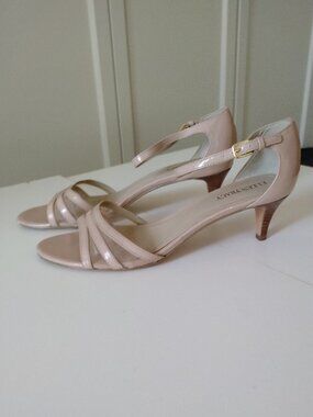 Ellen Tracy Blush Patent Kitten Heel Sandals, 8M